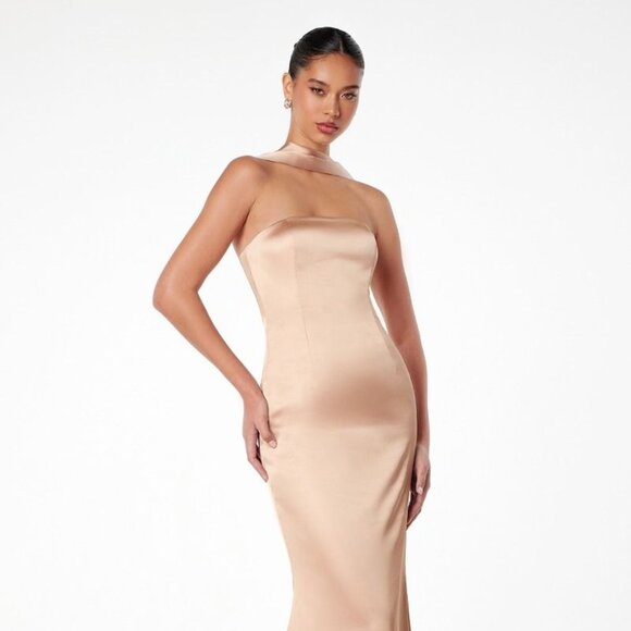 New Strapless Mermaid Classy Gown w/ Removable Scarf & Zipper Back CD T2012 - Picture 1 of 10